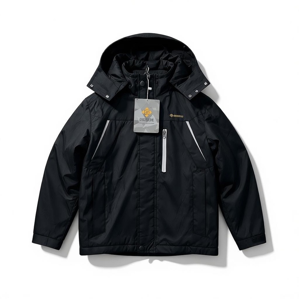 GEMYSE Waterproof Ski Jacket with Hood - Black, New with Tags